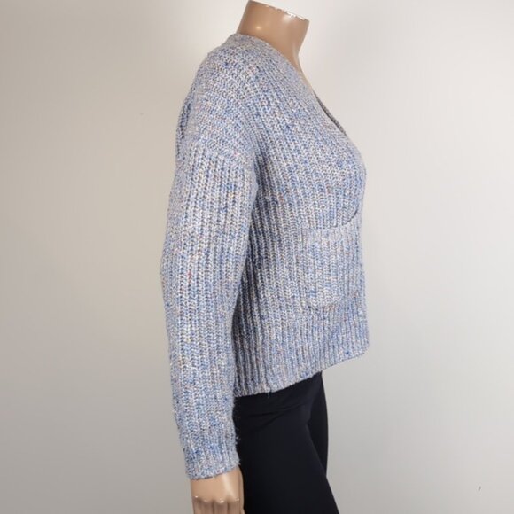 Madewell Speckled Ribbed Cardigan Sweater Slouchy Grandpa Buttoned Vneck Rainbow - Picture 10 of 12